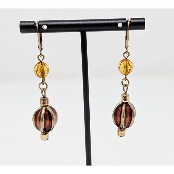 Linea Louis Dell'Olio Gold Tone Colorful Beads Long Necklace Dangle Earrings Set - Picture 12 of 13